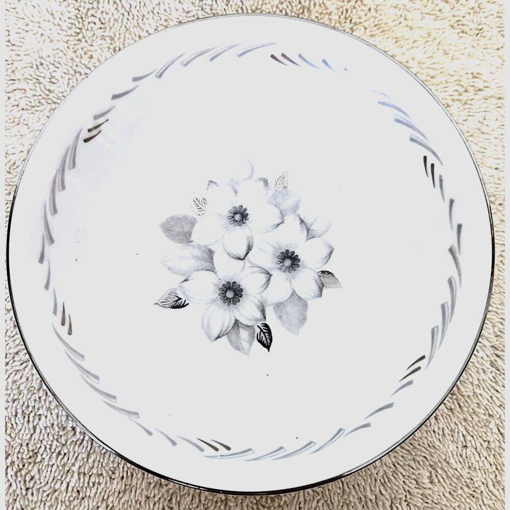 Narumi Bone China Fruit Bowl White Flower Silver Trim Replacement Pieces N635